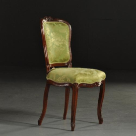 Antieke stoelen / 1 Rococo eetkamerstoel in mahonie ca. 1755 met zijdedamast (No.210852)