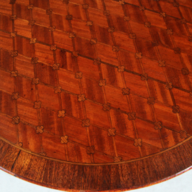 Ronde bijzettafel met lade en uitbundig ingelegd blad ca 1875 Frankrijk (No.281430)