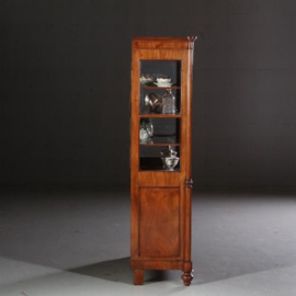 Antieke kast / Mahonie Vitrine kast met spiegels en dichte onderkast Biedermeier (No.610251)