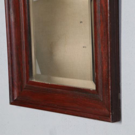 Antieke spiegel / Rechthoekige mahonie spiegel ca. 1890 met facet geslepen spiegel (No.652659)