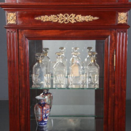 Antieke kast / Hollandse mahonie Empire stijl vitrine ca. 1880 met brons beslag  (no.662716)