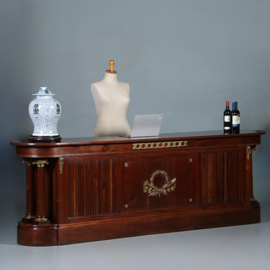 Mahonie Toonbank, Roomdivider, Bar, counter of balie voor winkelinrichting of receptie ca 1865 [No.632022)