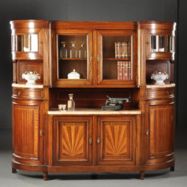 Antieke kast / UItbundig mahonie ca. 1880 buffet met kwartronde zijde (No.481846)