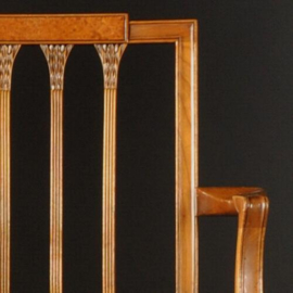 Antieke stoelen / Stel van 4 armstoelen / eetkamerstoelen ca. 1920 met groen leer of stoffering naar wens (No.781099)