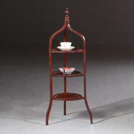 Antieke bijzettafels /  Engelse cakestand of Etagère ca. 1890 in mahonie met ingelegde bies  (No.662724)