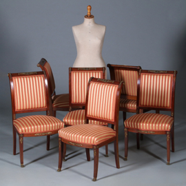 Stel van 6 Mahonie stoelen Empire door Pander ca 1890 incl stof naar wens  (No.440545)