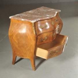 Antieke kast / Gebombeerde commode in notenhouten met brons ca. 1925 (No.502853)