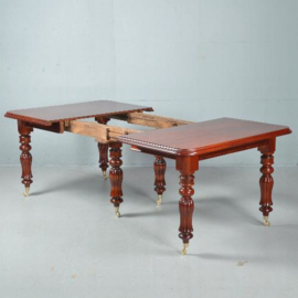 Antieke tafel / Lange rechthoekige  Engels.e coulissentafel ca. 1880 mahonie  3,42m. lang (No.411566)