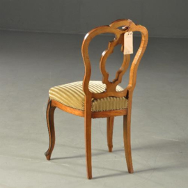 Antieke stoelen / Stel van 6 Hollandse Willem III stoelen ca. 1870 noten deels zwart.  (No.111954)
