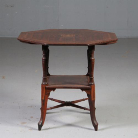 Antieke bijzettafels / Achtkantige Salontafel in mahonie met ingelegde medaillon  Ca. 1890 (No.580623)