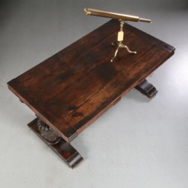 Lange tafel Zeer stoere Engelse pull leaf table / trektafel  17e eeuw en later 3,16 lang! (No.611656)