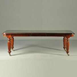 Antieke tafel / Engelse windout table / Coulissentafel jaren . 2,5 m lang massief mahonie   (No.990611)