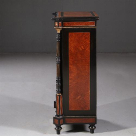 Antieke kasten / Rijk uitgevoerde muziekkast Engels ca. 1880 wortel, ebben, ivoor brons (No.782755)#