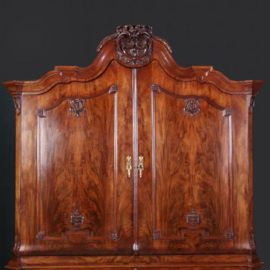 Antieke kast / Groot Hollands rococo kabinet ca. 1760 mahonie (No.652521)