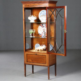 Antieke kast / Vitrinekast met deur en klep bekleed interieur ca. 1900 (no.732513)