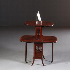 Antieke bijzettafels / wijntafels / Engelse dubbele Sutherland table ca. 1900 in mahonie met satijn- en palmhout (No.711612)