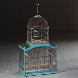 Antiek Varia / Decoratieve Franse vogelkooi in blauw met zwart ca. 1910 (No.551601)