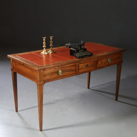 Kersenhouten schrijftafel of grote sidetable met rood leer ca. 1855 (No.913160)