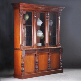 Antieke kast / Victoriaanse mahonie bibliotheekkast ca. 1860 met 6 deuren en 3 laden (No.943281)