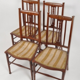 antieke stoelen / stel van 6 (4+2) arts & Crafts / jugendstil stoelen incl. herstoffering naar wens gemerkt G.S. (No.511205)