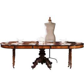 Lange eetkamertafel wortelnoten Willem III ca 1875 permanente lengte [No.212825)