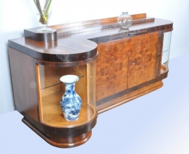 Antieke kast / Groot Art Deco dressoir ca. 2,35 m. met half ronde en kwart ronde kant ca. 1920(No.474331)