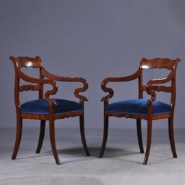 Antieke armstoelen / Stel van 2 Hollandse Biedermeier armstoelen / bureaustoelen ca. 1825 (No941151)