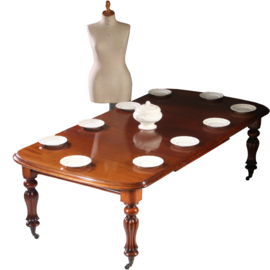 Engelse mahonie wind out table ca 1870 met slinger en twee bladen tot 2,40 m(No.951435)