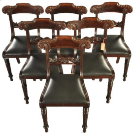 Antieke stoelen / Stel van 6 Vicoriaanse stoelen ca. 1850 mahonie (No.332031)