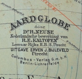 Antieke wereldbollen / Aardglobe Columbus  ca. 1925 Nederlands (No.985718)