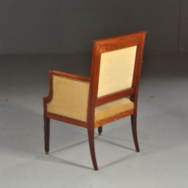 Antieke stoelen / stel van 2 Empire stijl  armstoelen periode seconde empire ca. 1860 in mahonie met brons (No.450222)