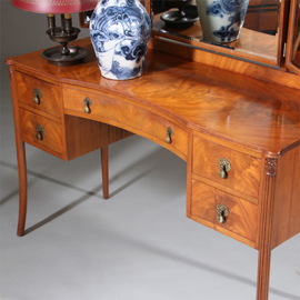 Engelse elegante Art Deco kaptafel met facet geslepen drieluik-spiegel ca 1920 (No.211910)