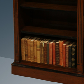 Lage en brede open-boekenkast noten met zwarte accenten ca 1880 (No.260610)