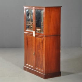 Antieke kasten / Mahonie cocktailbar jaren '50 met spiegel en binnenverlichting (No.200268)