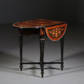 Antieke bijzettafels / Feestelijke Napoleon III flappen-tafel marqueterie ca. 1880 Frankrijk (No.552841)