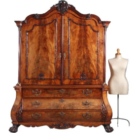 Antieke Kast / Hollands bloemmahonie gebogen transition  kabinet ±1790 (No.841215)