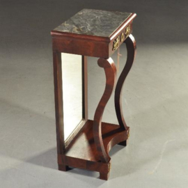 Antieke bijzettafels / wandtafel / Kleine Hollandse trumeau ca. 1820 met grijs geaderd marmer (No.202728)