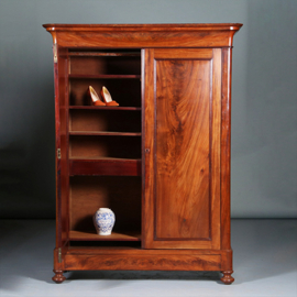 Strakke mahonie garderobekast of kapstok met deuren ca 1850 Hollands (No.283020GK)