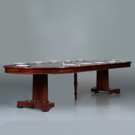 Ronde Biedermeier coulissentafel tot 12 max 14 personen verlengbaar (No.281440)