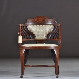 Antieke stoelen / Elegante Edwardian armstoeltje ca. 1900 met inlegewerk (No.641065)