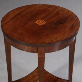 Antieke bijzetafels / Wijntafel  of bijzettafel Hollands ca. 1900 mahonie met ingelegde bies  (No.721331)