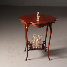 Antieke bijzettafel / wijntafels / Engels Victoriaans salontafeltje/theetafeltje ca. 1880 in massief mahonie (No.541963)