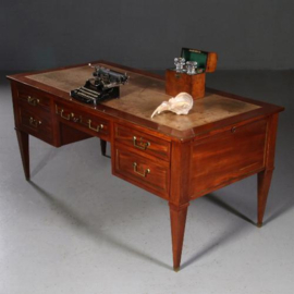 Antiek Bureau / Chique Schrijftafel in mahonie ca. 1860 met oud leer ingelegd (No.732511)