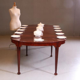 Antieke zeer lange eetkamertafel / Hollandse Louis Seize coulissentafel in mahonie ca. 1800. (No.661761)