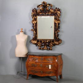 Antieke spiegels / Spiegel Italiaans barok  hout geneden lijst verguld en gebruineerd ca 1700 (No.882440)