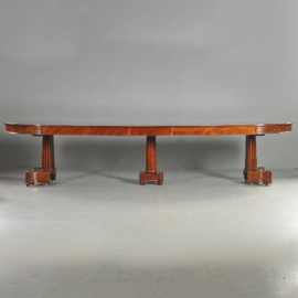 Antieke tafel / Hollandse ovale mahonie coulissentafel ca. 1820 met 5 inlegbladen 3,62m. lang  (No.272152)