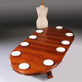 Ruim 5 m lange Willem III Eetkamertafel of vergadertafel ca 1870  te vergroten tot 22 personen (No.932630)