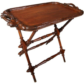 Antieke butlertray op inklapbaar onderstel ca. 1875 faux bois  (No.762415)