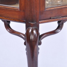Antieke kast / Engelse mahonie theekast / vitrinekast / displaycabinet ca. 1895 met klep en deksel (No.532502)