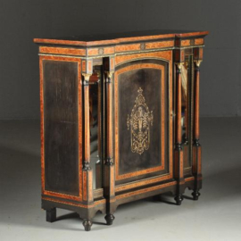 Antieke kast / Victoriaanse credenza ca. 1870 in ebben- en notenhout en spiegelpanelen (No.450216)